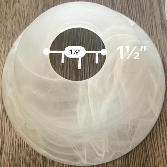 Ceiling Fan Glass Lamp Shade Large fit 1.5” Frosted Glass White Swirls - Picture 5 of 7